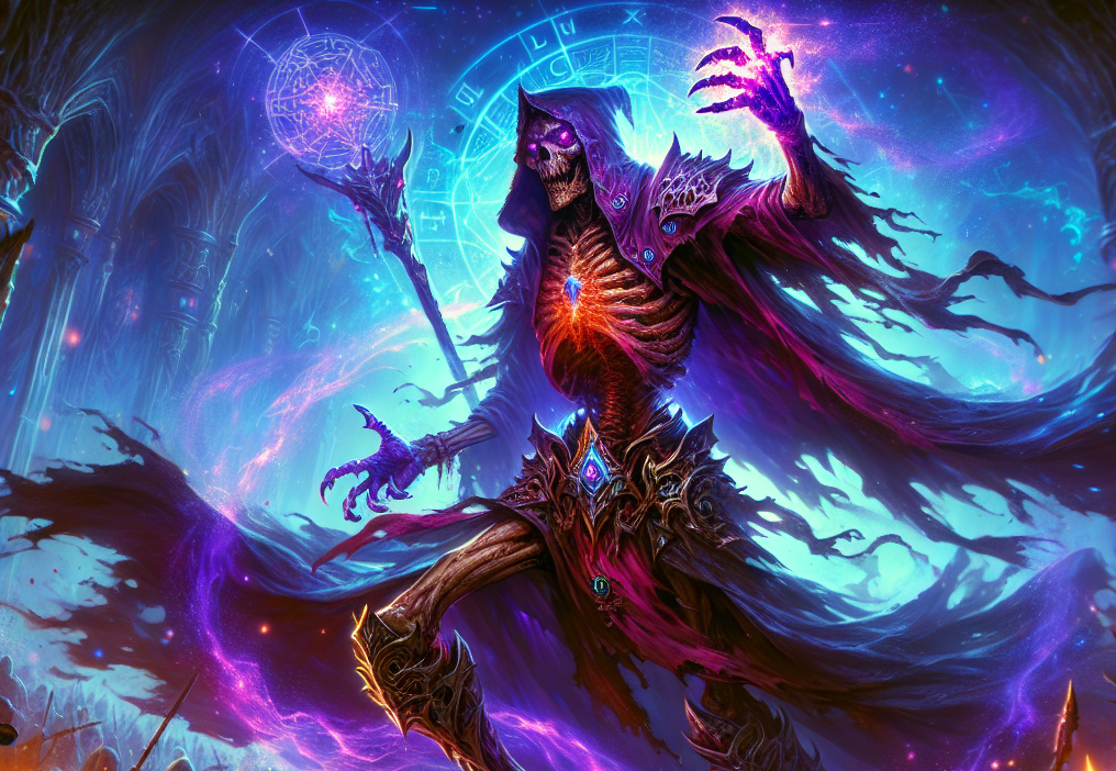 Lich undead sorcerer monster bound to a phylactery in dungeons